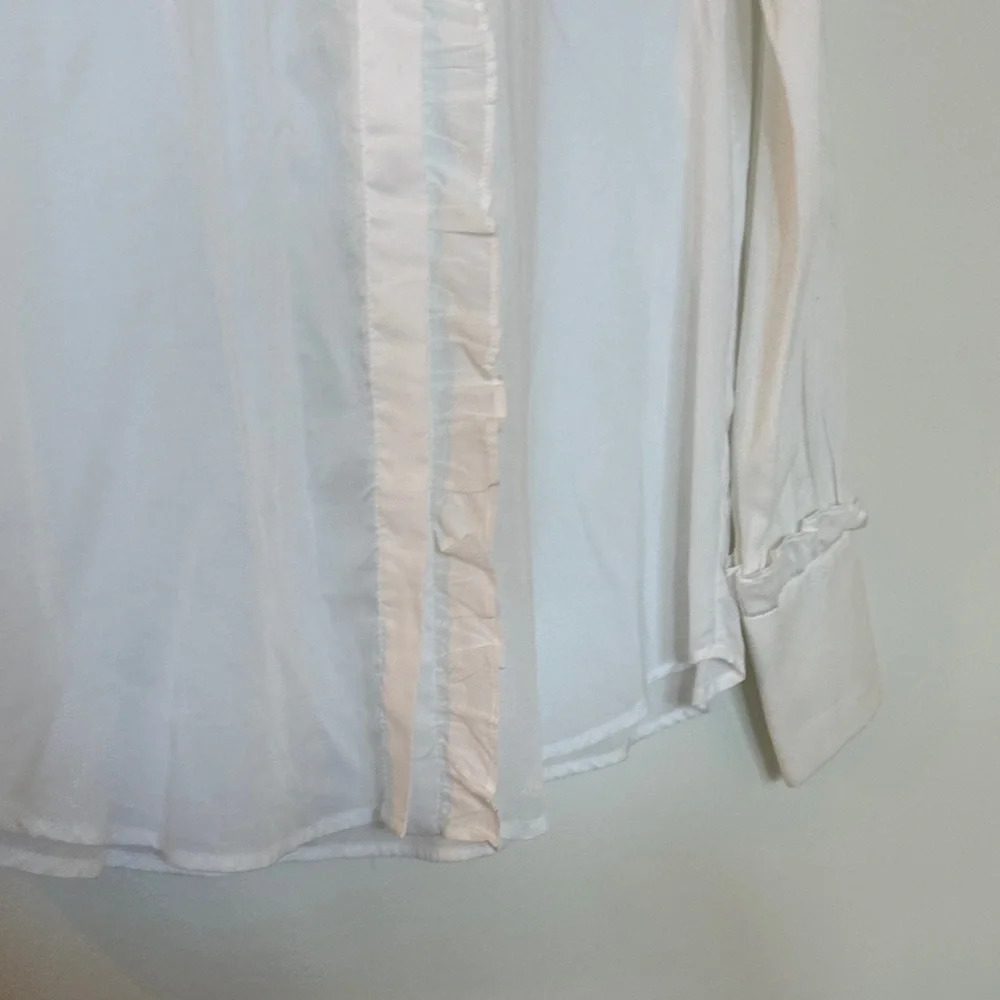 Mango White Ruffle Button-Up Blouse - Picture 3 of 11